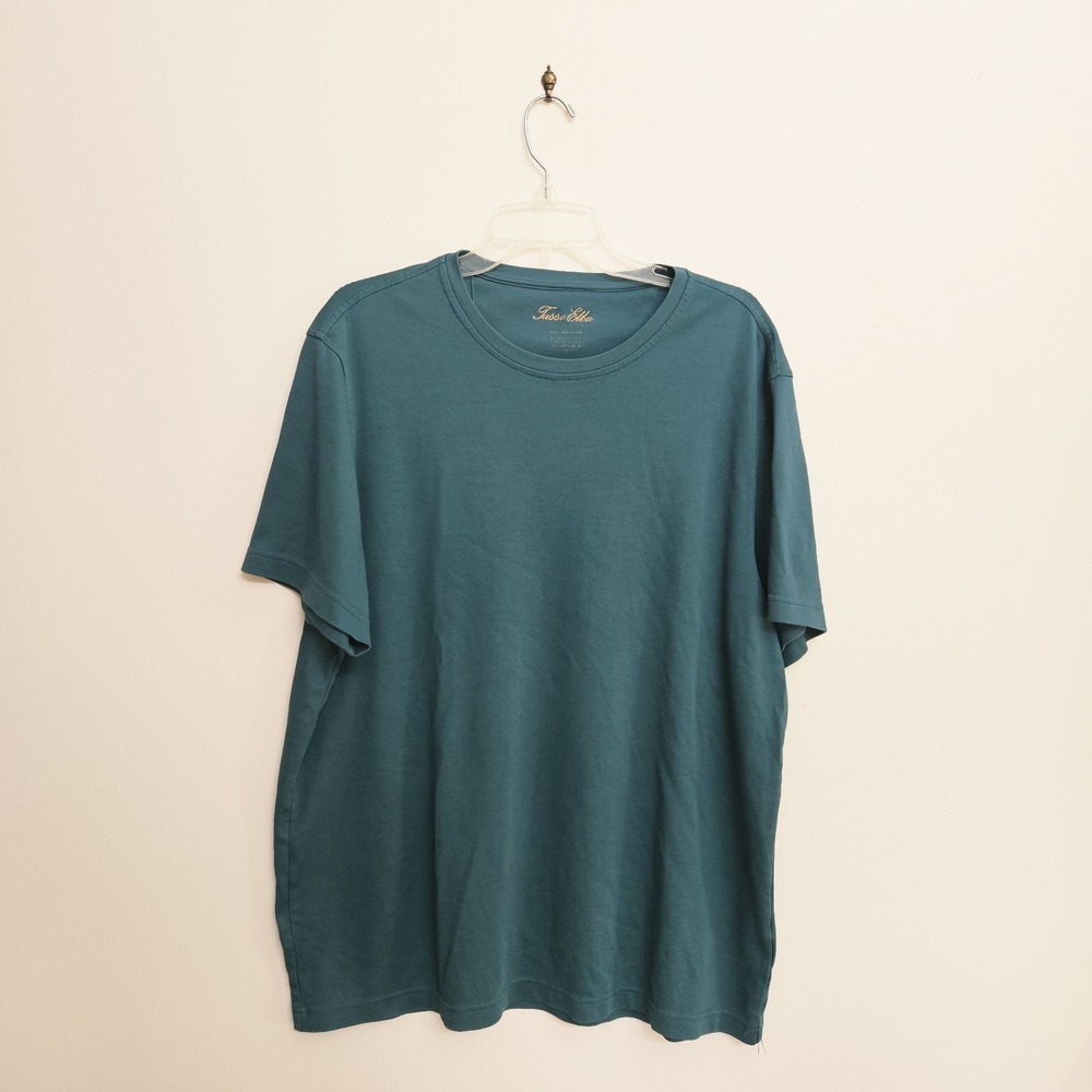 Tasso Elba Mens Teal Blue Turquoise Supima Cotton Blend Crewneck T-Shirt XL